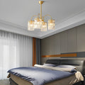 Crystal Shade Copper Curved Arms Luxury Chandelier Light