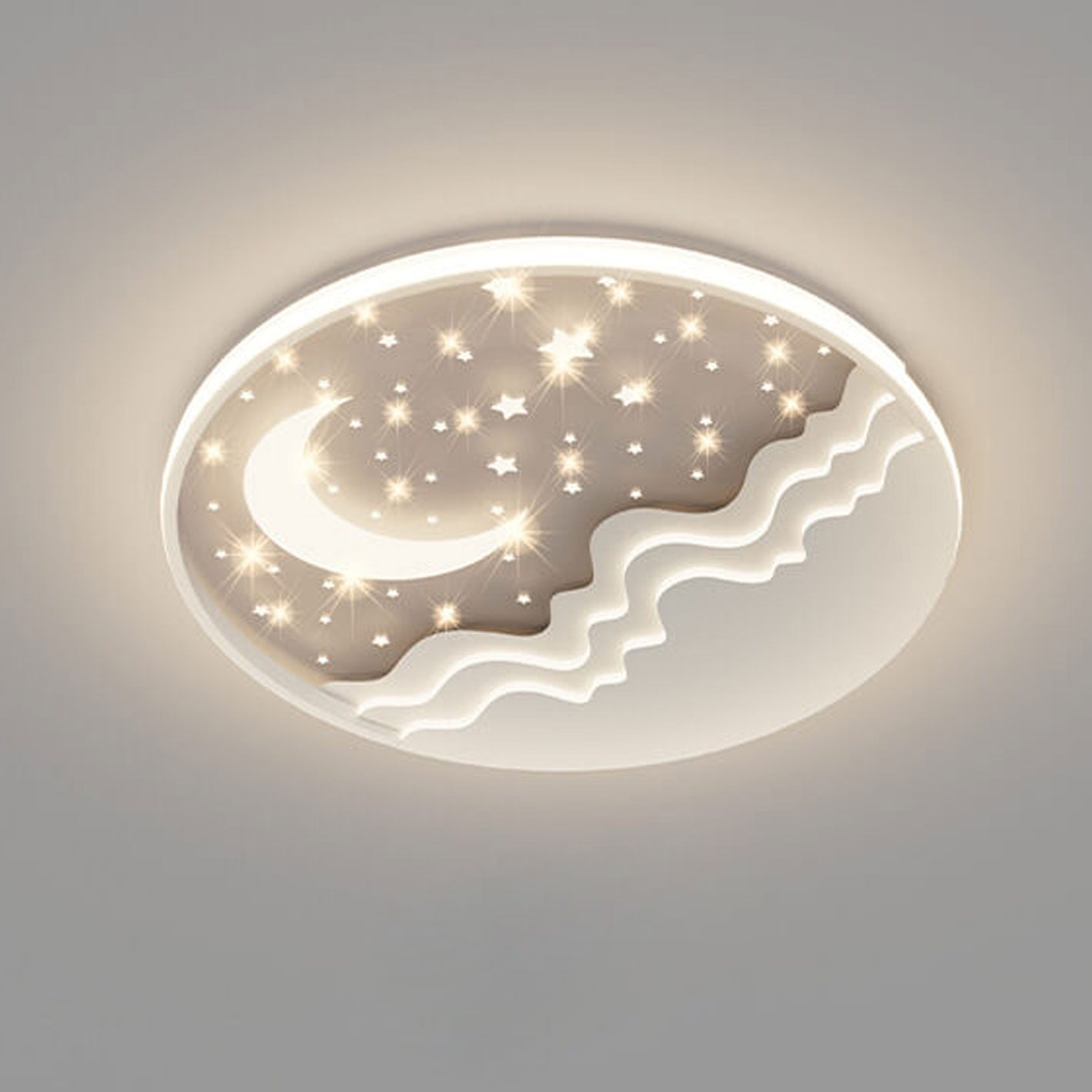 Nordic Aluminum LED Flush Mount Ceiling Light – Round Star Moon Design - Modern Home Lighting
