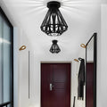 Retro Iron Cage LED Ceiling Light Fixture - American Style Pendant Lighting