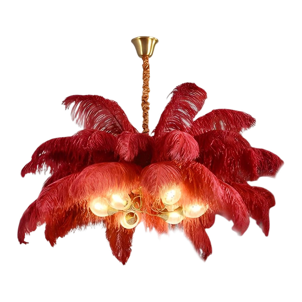 Feathers Copper Nordic Chandelier Flush Mount Ceiling Light