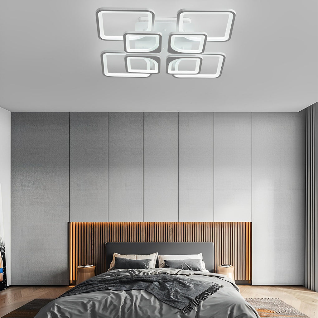 Square Modern Ceiling Light Fixture - Stepless Dimming Remote Control, Energy Efficient, Stylish Design