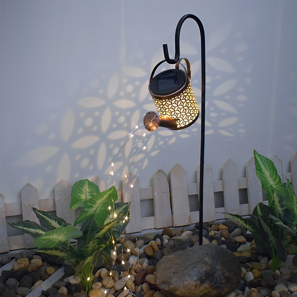 Iron Kettle Shower LED Solar Garden Light - Efficient Outdoor Illumination