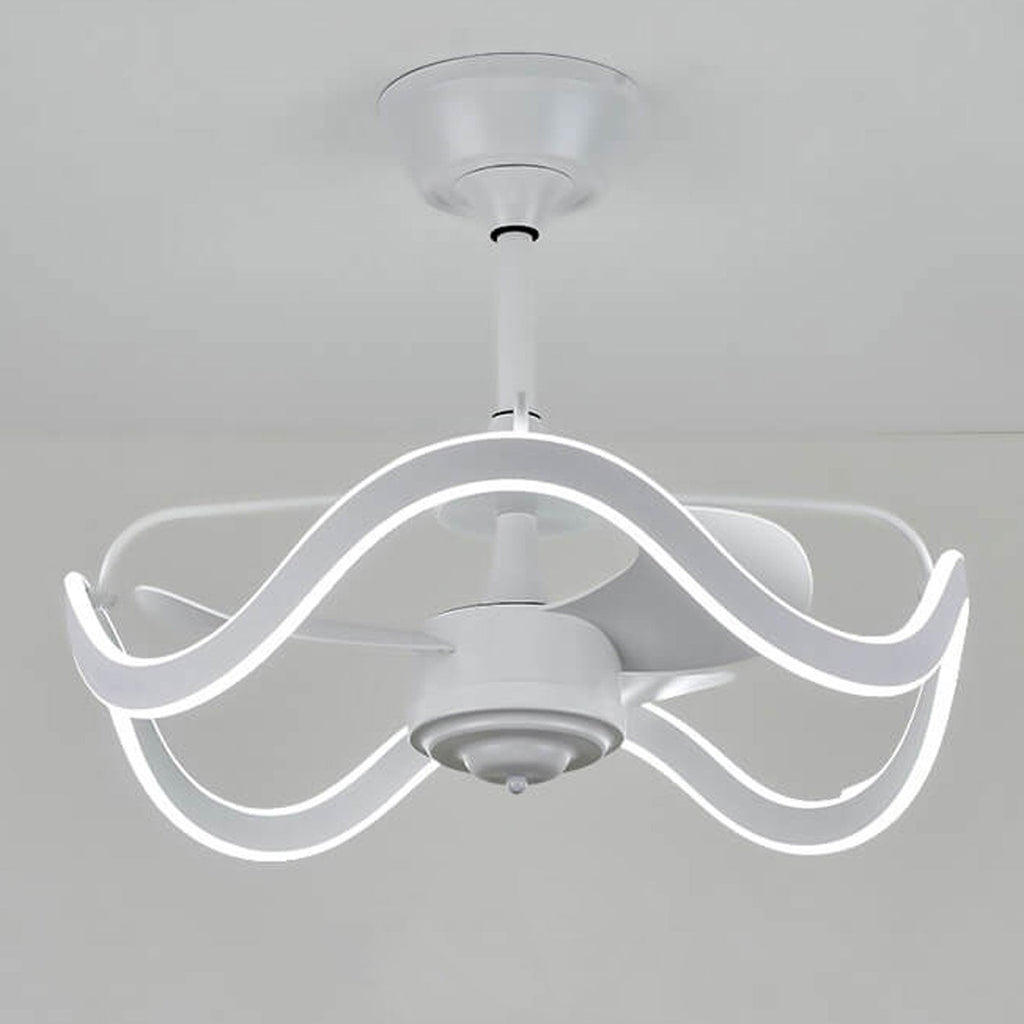 Modern Luxury Circular Inverter Silent Downrod Ceiling Fan Light