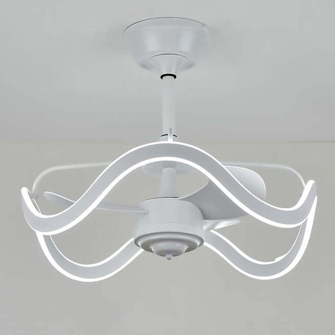 Modern Luxury Circular Inverter Silent Downrod Ceiling Fan Light