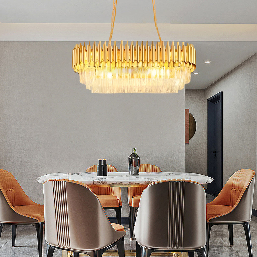 Round Oval Crystal Chandelier - Luxury Post-Modern Lighting with Three-Step Dimming