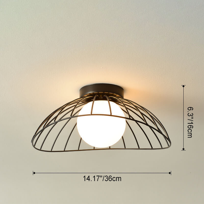 Scandinavian Modern Iron Glass Ceramic Flower Diamond Semi-Flush Mount Light
