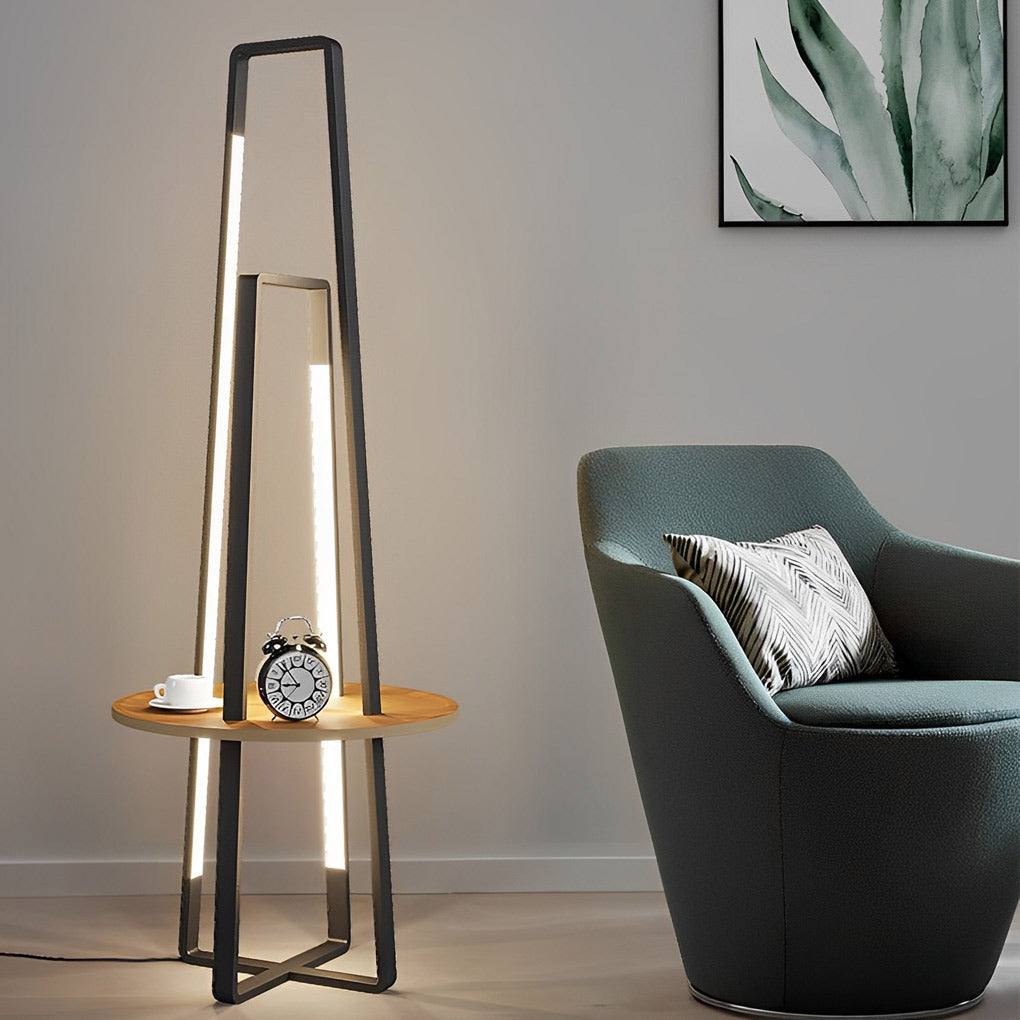Modern 63 Inch Metal LED Tray Floor Lamp for Living Room