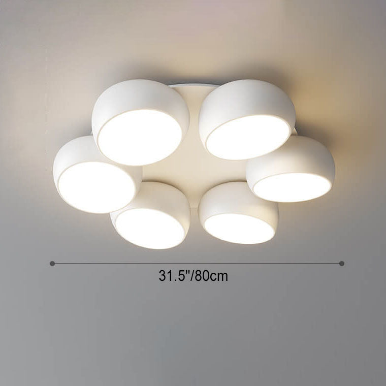Scandinavian Modern Round LED Semi-Flush Mount Ceiling Light – Iron & Plastic Design