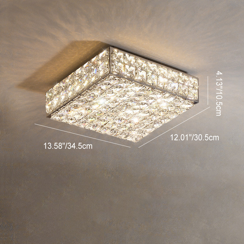 Modern Luxury LED Flush Mount Ceiling Light - Stainless Steel & Crystal Design for Living Room