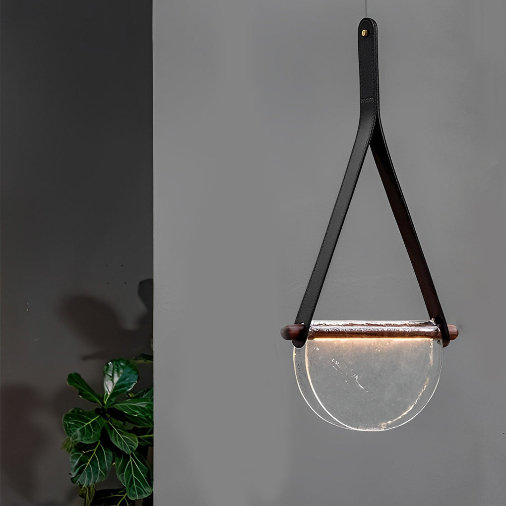 Folded Semicircular Glass LED Chandelier - Post-Modern Belt Lighting