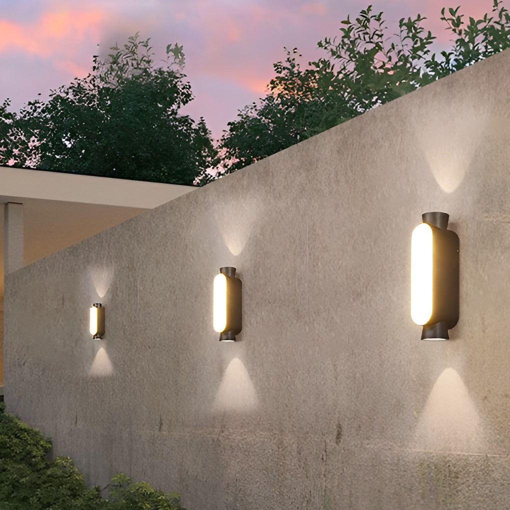 Waterproof LED Outdoor Wall Sconce - Black Modern Up and Down Lights