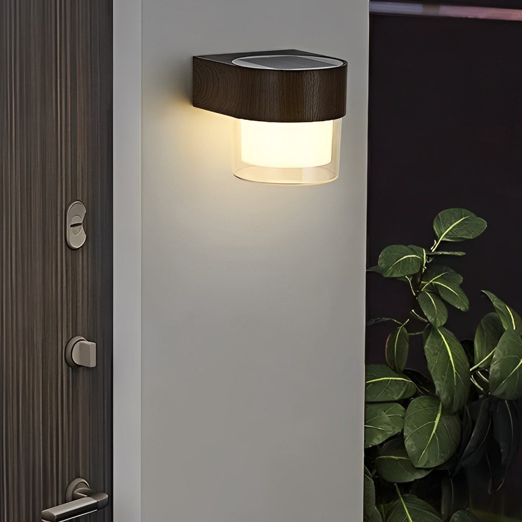 Square Round Waterproof LED Solar Wall Lights - Black Minimalist Outdoor Lighting