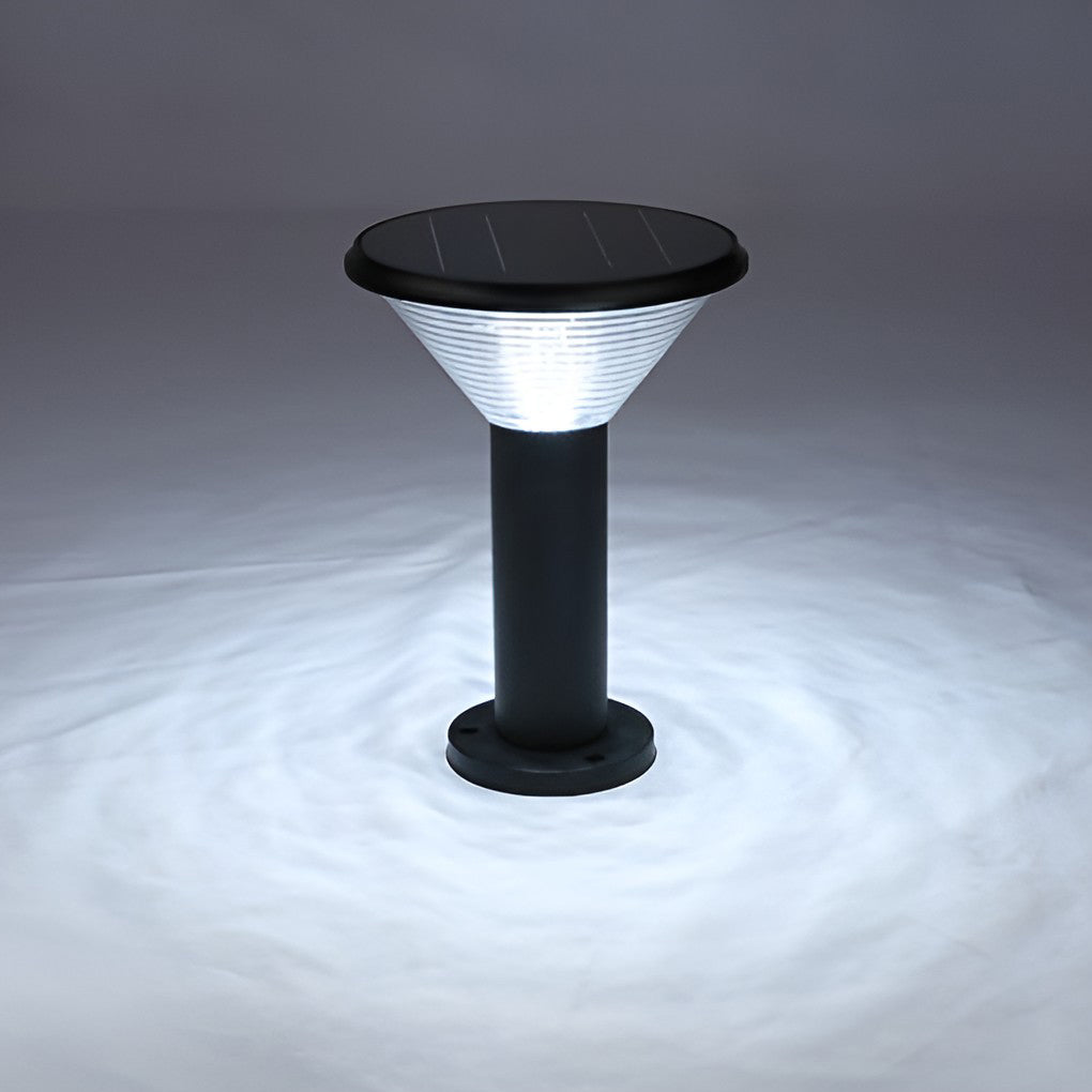 Contemporary Tapered Solar LED Pathway Light - Cylindrical Black Outdoor Lighting