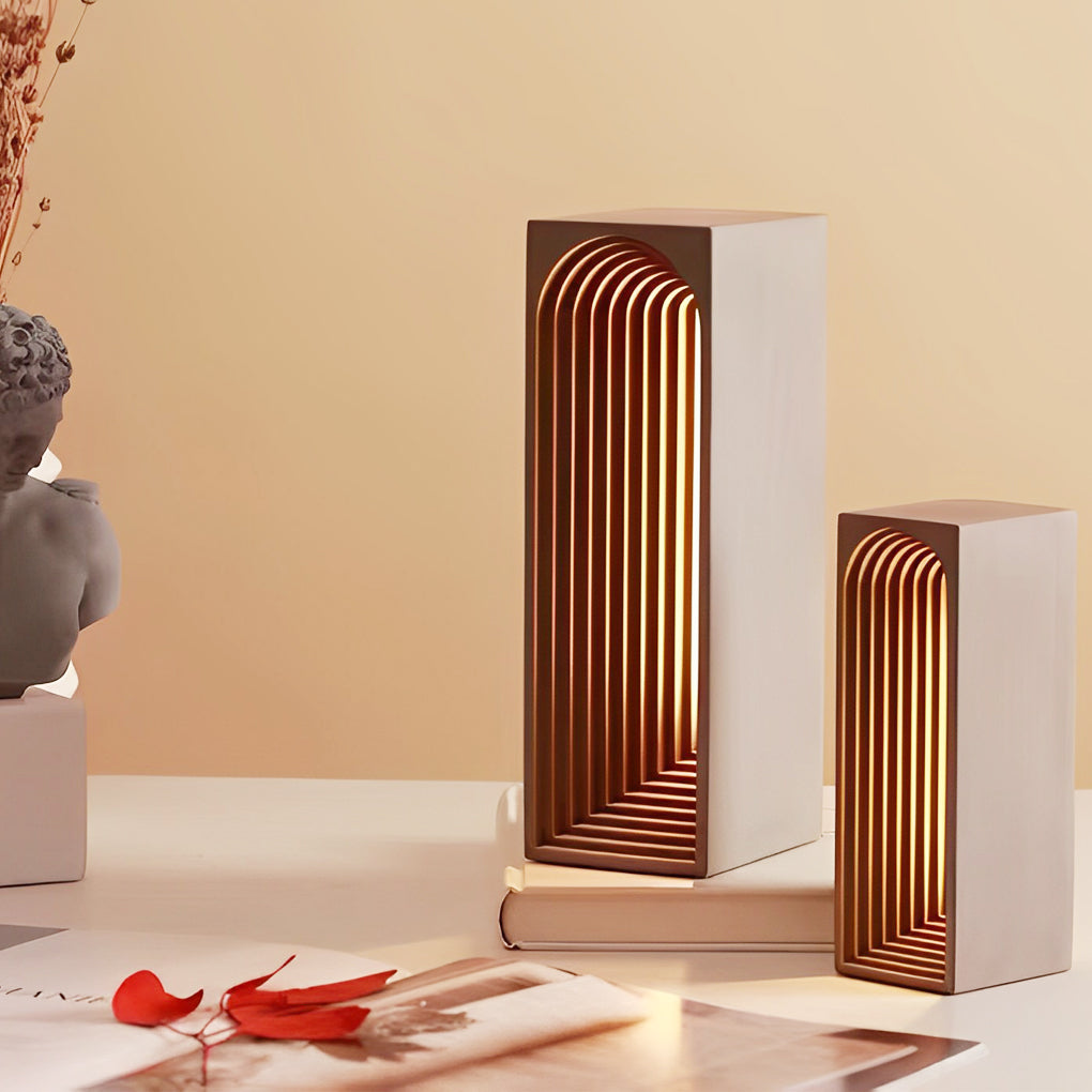 Nordic USB Concrete LED Rectangle Table Lamp - Modern Minimalist Lighting for Home and Office Decor