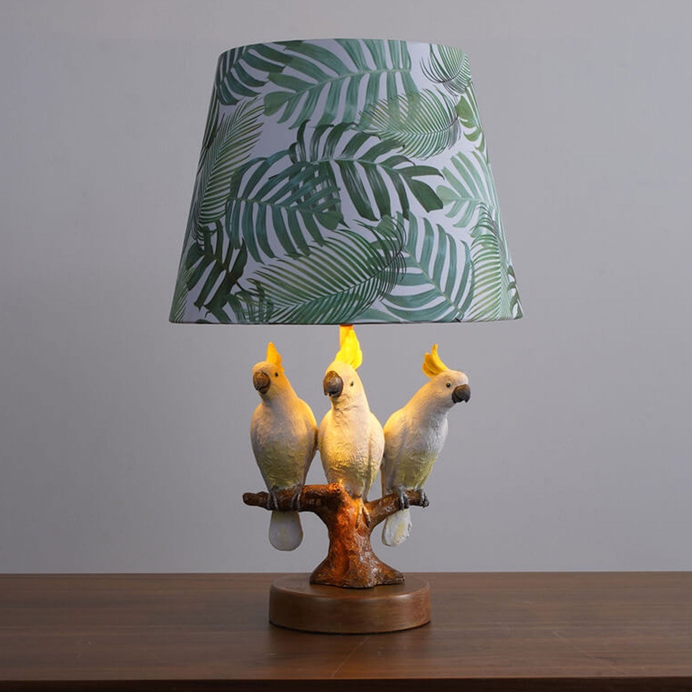 Nordic Leaf Fabric Resin Bird Design 1-Light Table Lamp - Modern Scandinavian Home Decor, Stylish Accent Lighting for Living Room, Bedroom, and Office, Unique Bird Motif, Contemporary Lamp Shade, Artisan Table Lighting Solutions