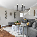 8-Light Industrial Candlelight LED Chandelier - Three Step Dimming, Vintage Style, Modern Lighting Fixture
