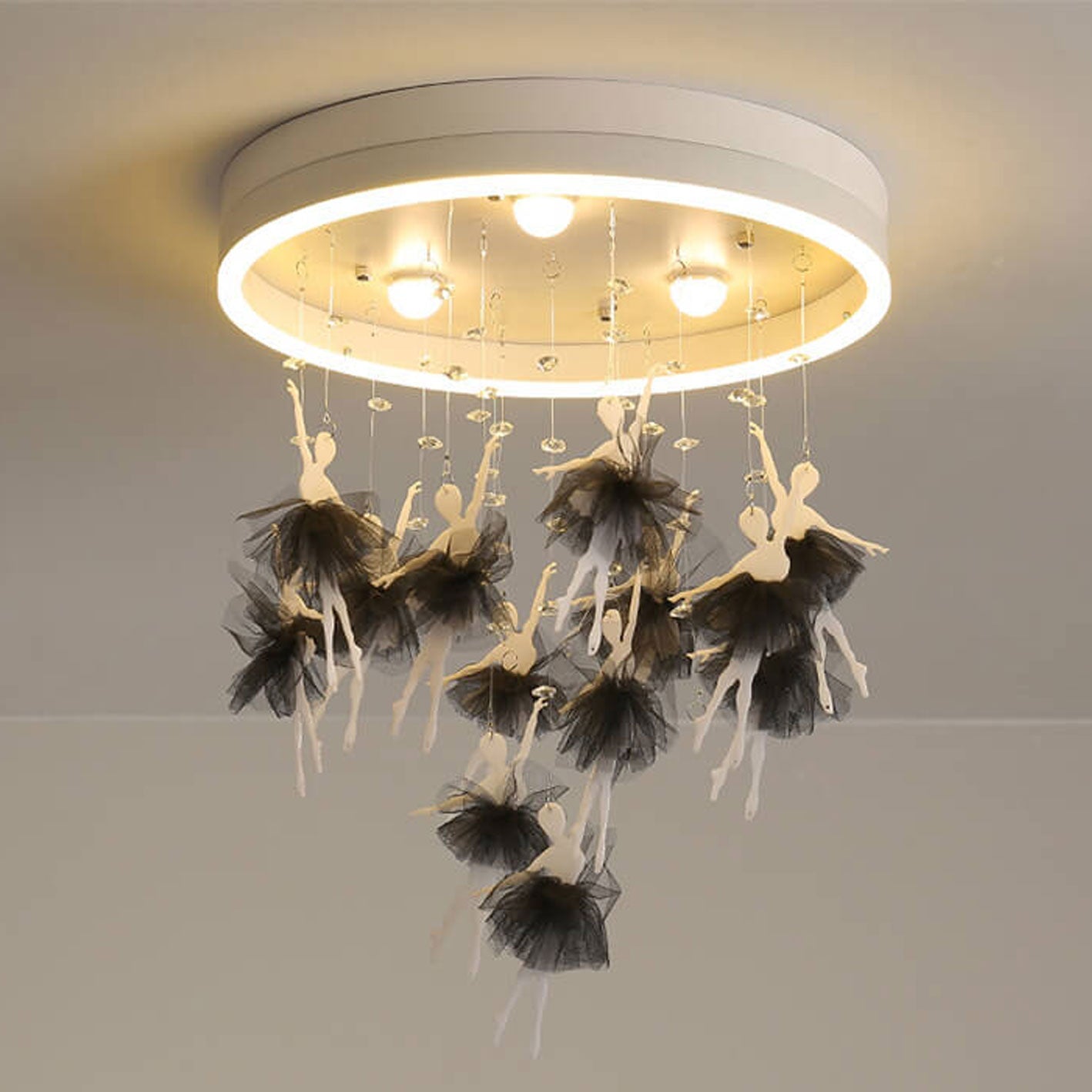 Modern Creative Cartoon Round Bird Skirt Hanging LED Flush Mount Ceiling Light Unique Kids Room Lighting Fixture Colorful Nursery Decor Fun Ceiling Lamp Stylish LED Lighting for Children’s Rooms Downlight Fixture