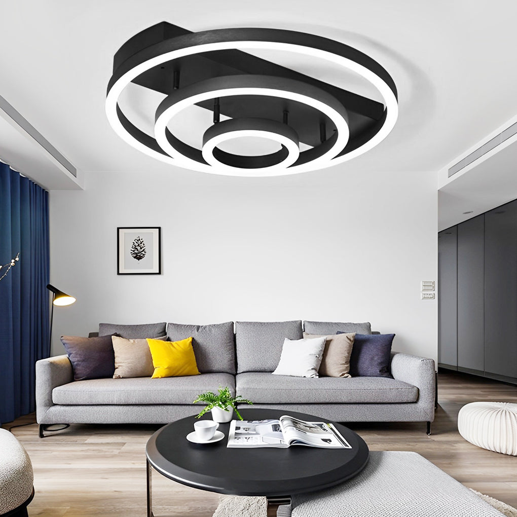 Adjustable Multiple Circular LED Modern Flush Mount Ceiling Light