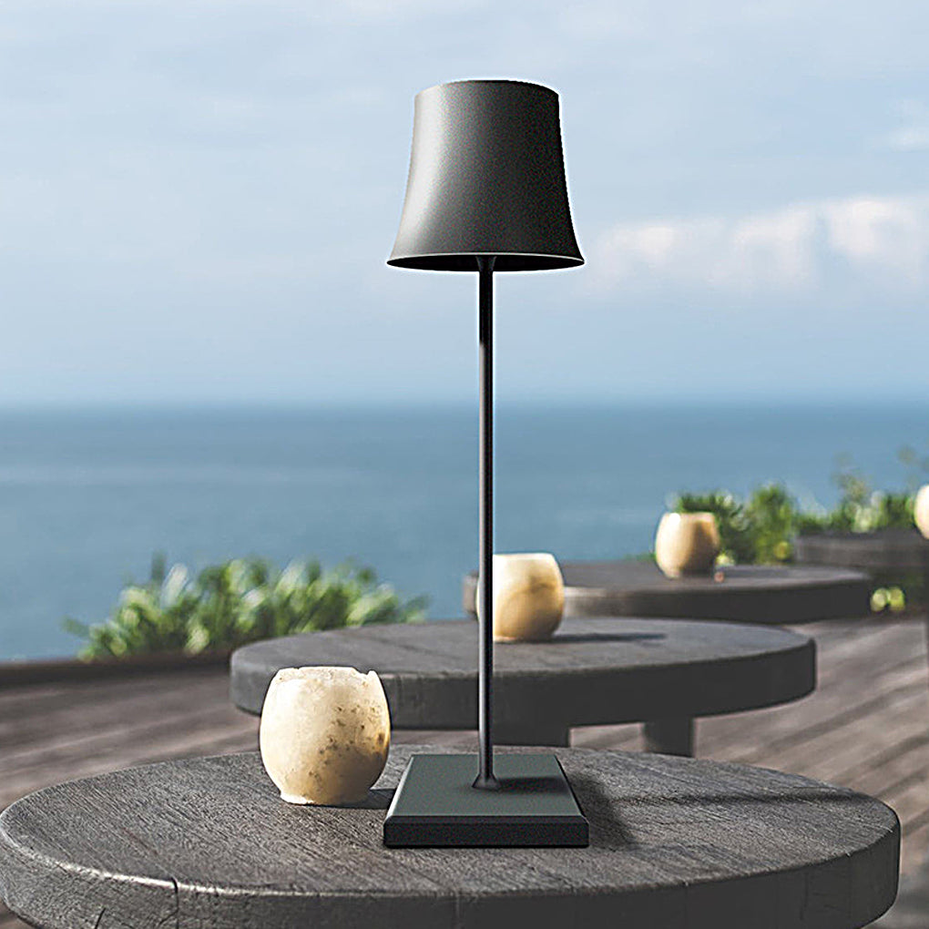15 Inch Cordless Metal Table Lamp - Modern Black and White Design