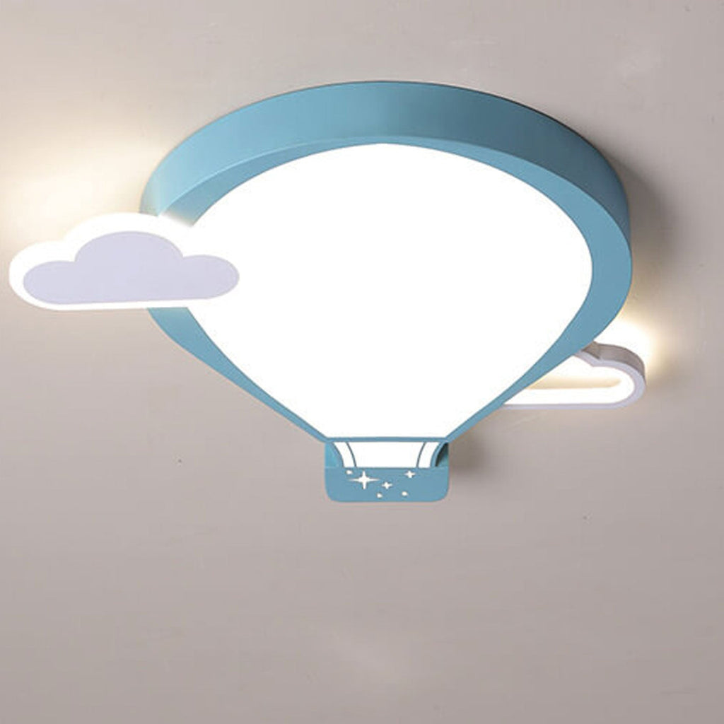 Cartoon Hot Air Balloon Kid LED Flush Mount Ceiling Light Nursery Bedroom Fixture Kids Room Decor Childrens Lighting Cute Cartoon Ceiling Lamp Colorful Adventure Theme Adjustable Brightness Fun Illustration Design Energy Efficient Safe Lighting Kids Ceili
