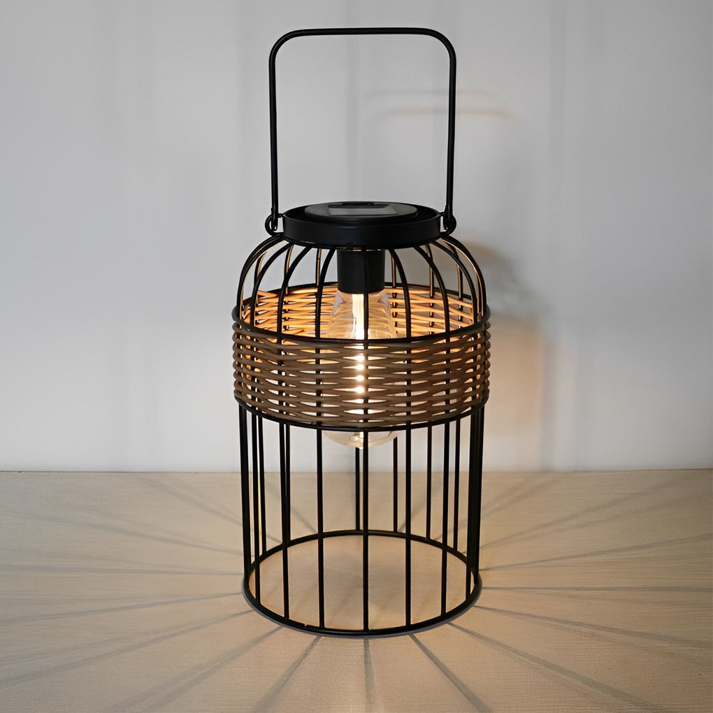 Portable Rattan Solar Night Light - Waterproof Intelligent Lantern
