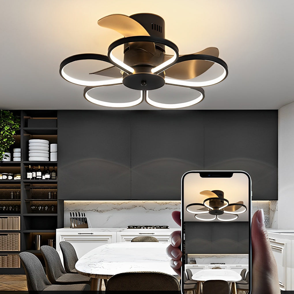 Flowers Intelligent Dimmable LED Bladeless Ceiling Fan Lamp