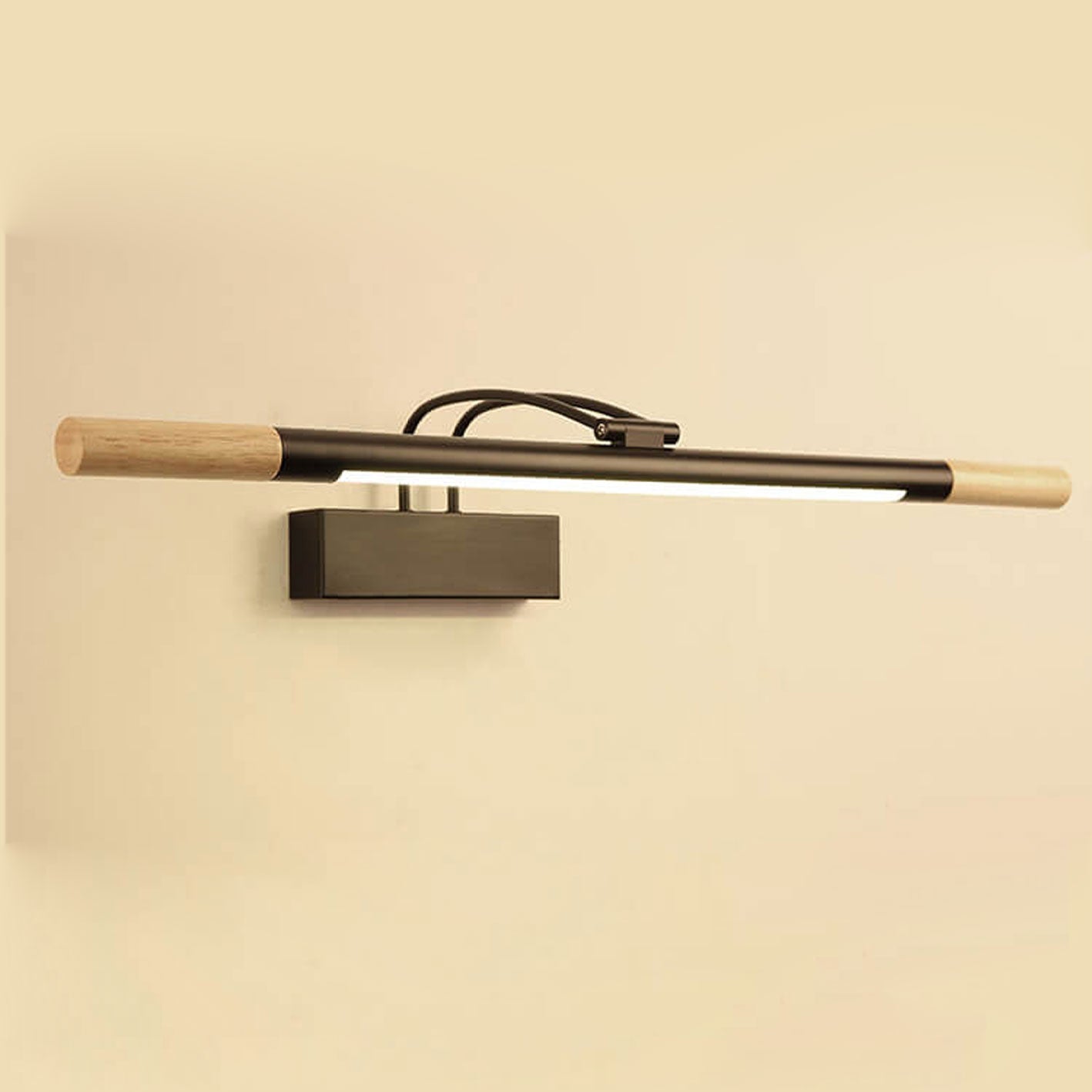 Nordic Solid Wood LED Curved Arm Vanity Light Wall Sconce