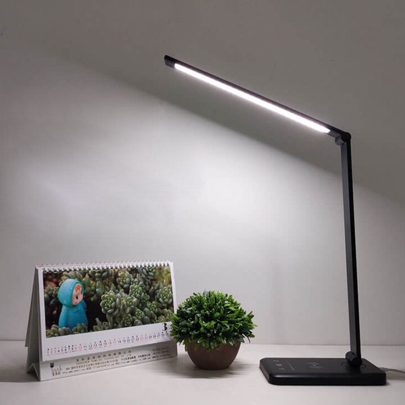 Folding Wireless Rechargeable LED Eye Protection Reading Desk Lamp with Adjustable Brightness, Touch Control, USB Charging, Modern Design for Home and Office, Portable Study Table Light