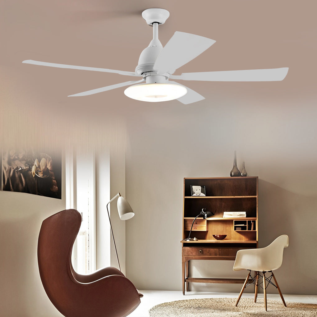 5 Blades Mute Dimmable LED Ceiling Fan with Remote - Nordic Style Modern Design