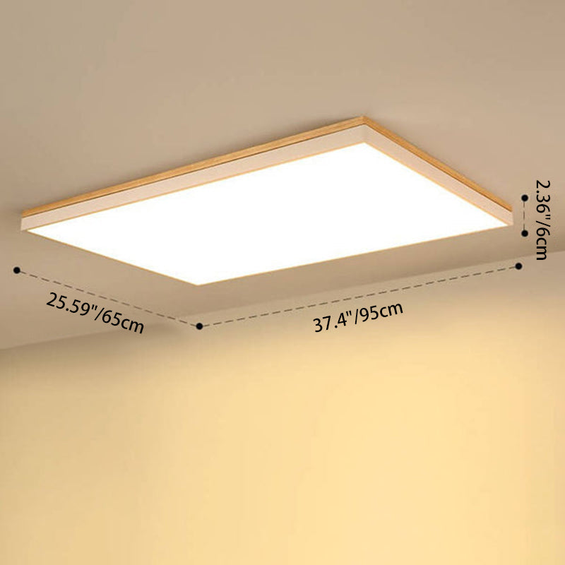 Modern Minimalist Solid Wood LED Flush Mount Light for Living Room