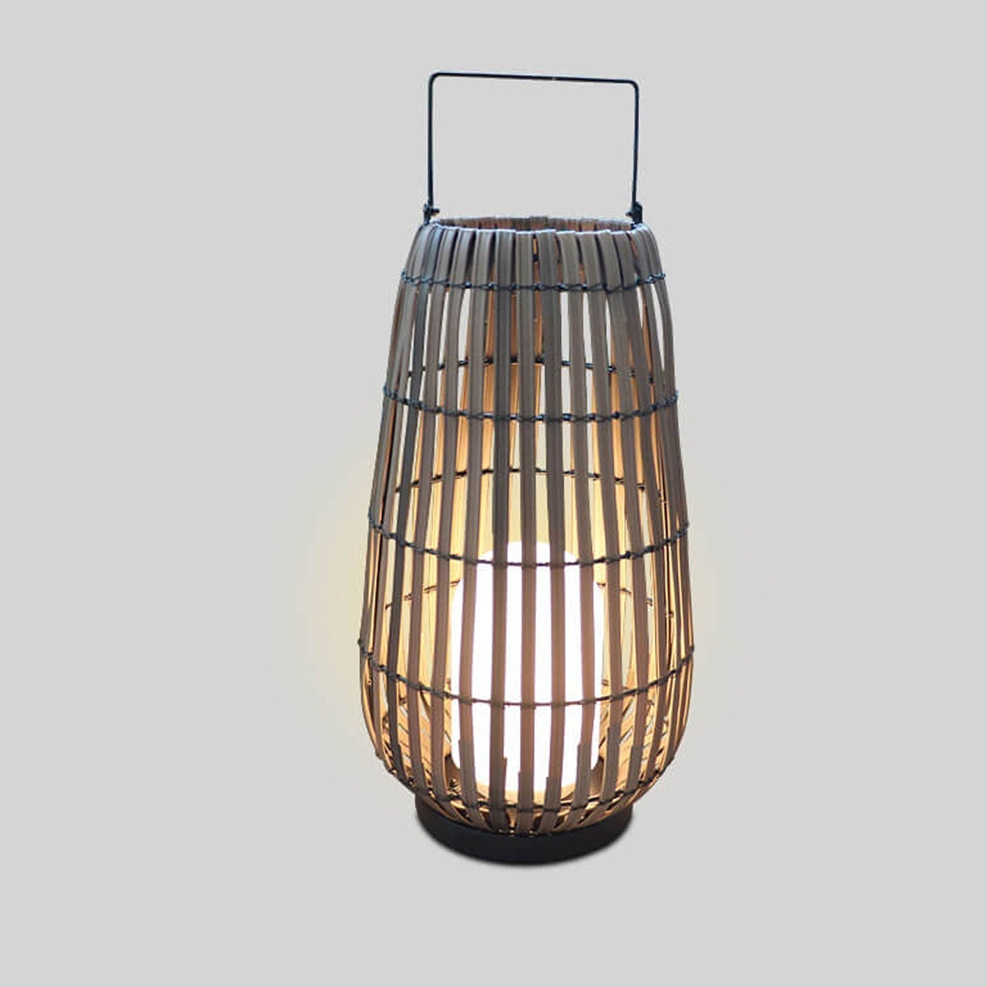 Modern Rattan Weaving Oval Outdoor Waterproof Floor Lamp