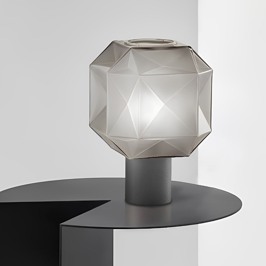 Modern 1-Light Cylinder Smoke Glass Orb Table Lamp
