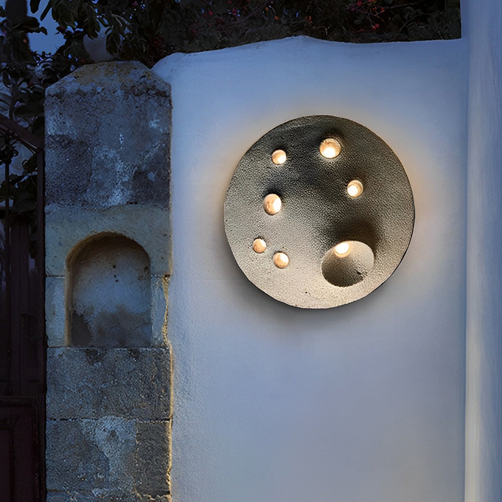 Round Creative Cement Lunar Crater Waterproof LED Wall Lamp