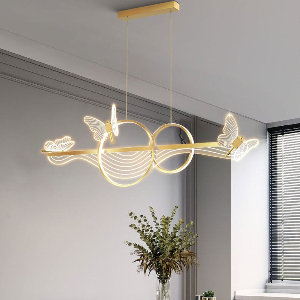 Nordic Luxury Butterfly Round LED Island Chandelier