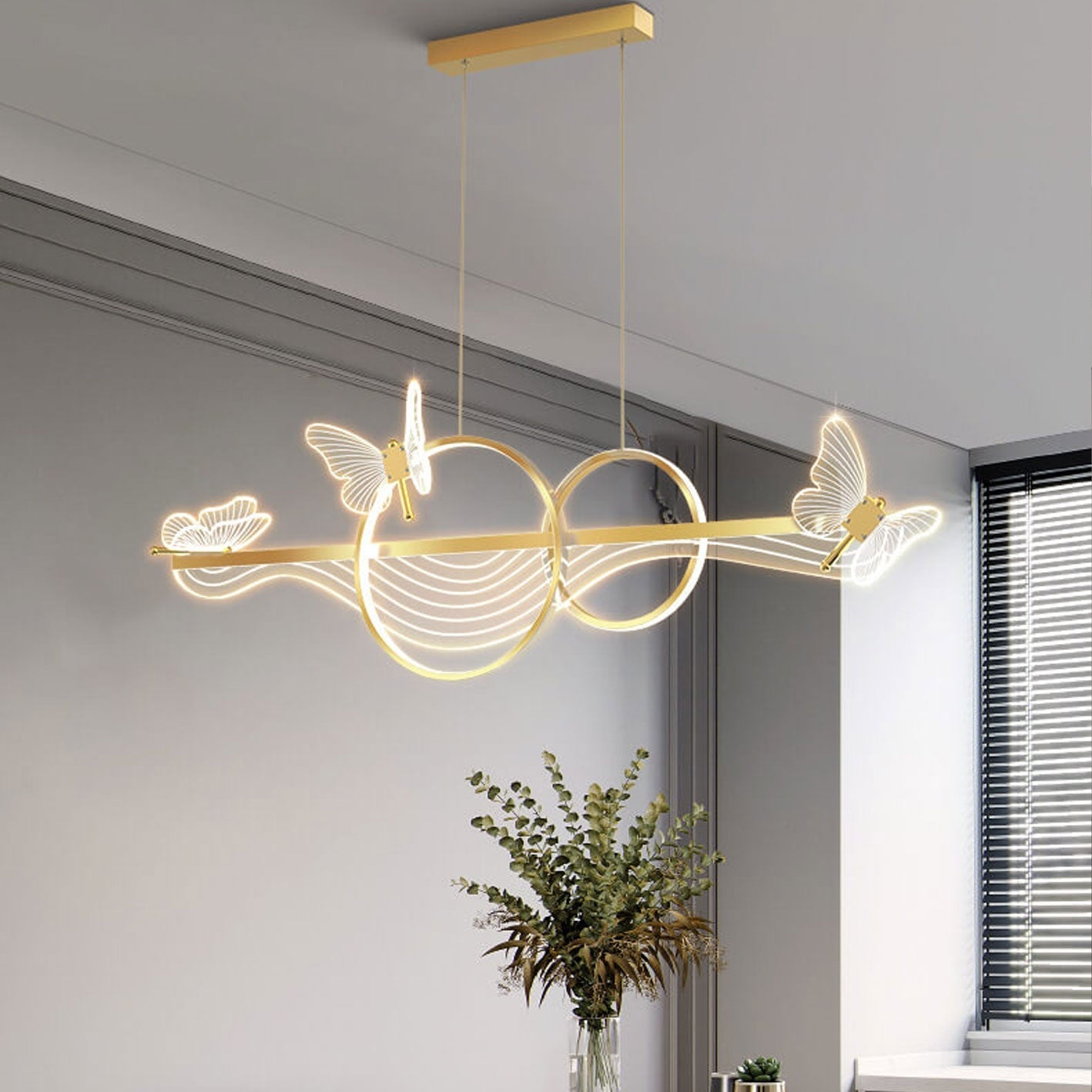 Nordic Luxury Butterfly Round LED Island Chandelier