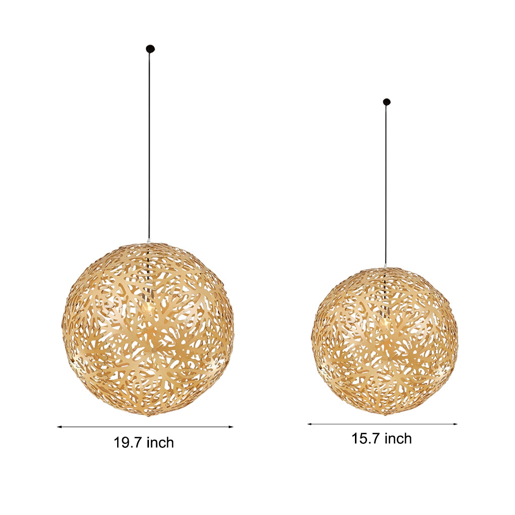 Handmade Basswood Hollowed Ball Chandelier - Modern LED Shade Lighting