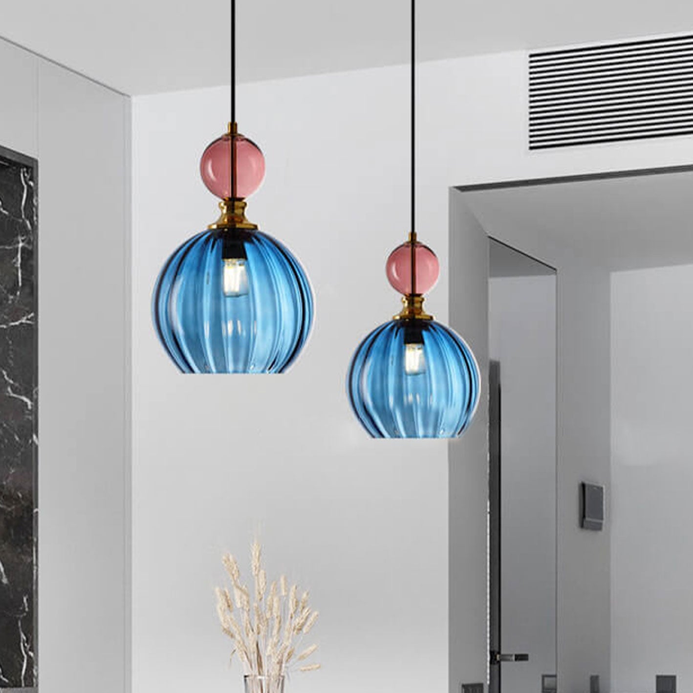 Danish Creative Stripes Round Glass 1/3 Light Chandelier - Modern Lighting Fixture, Unique Design, Home Décor, Elegant Illumination