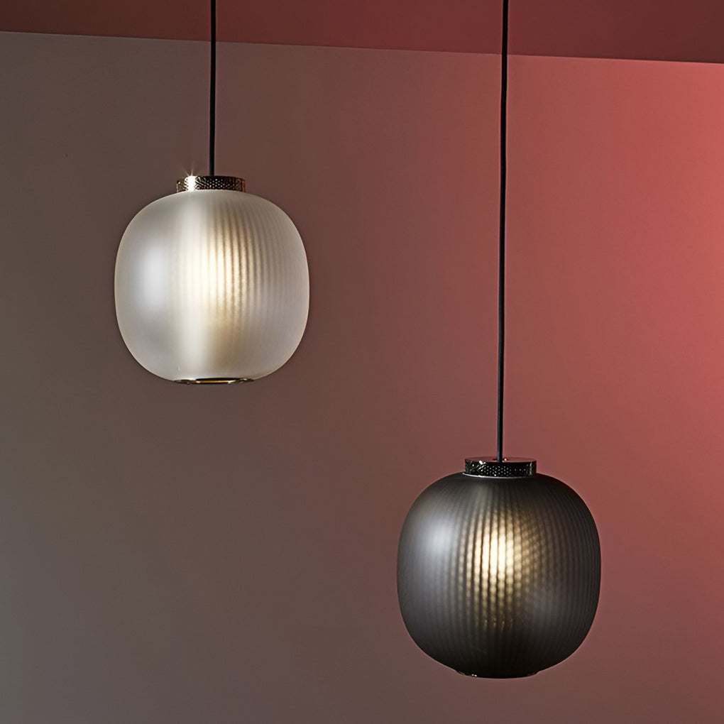 Round Lantern Glass LED Pendant Light - Modern Ceiling Hanging Fixture