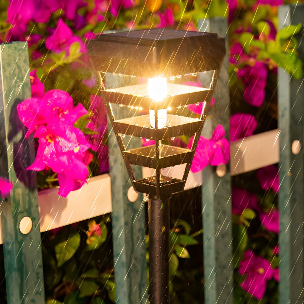 Smart Solar Black Outdoor Post Light with Intelligent Light Control - Weatherproof LED Lawn Lamp