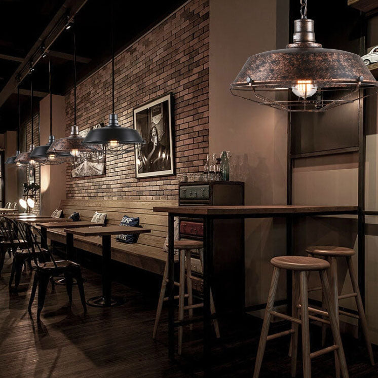 Industrial Wide Cage 1-Light Pendant Lamp for Modern Home Decor