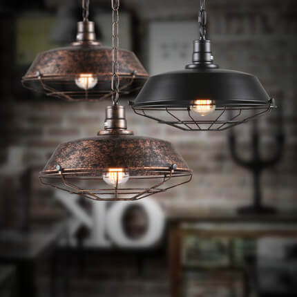 Industrial Wide Cage 1-Light Pendant Lamp for Modern Home Decor