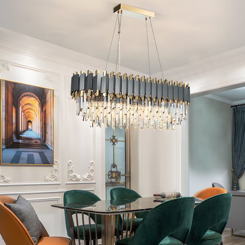 6/8-Light Dimmable Crystal Layered Chandelier for Dining Room Lighting