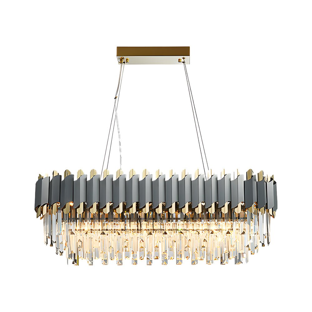 6/8-Light Dimmable Crystal Layered Chandelier for Dining Room Lighting