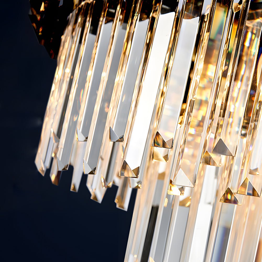 6/8-Light Dimmable Crystal Layered Chandelier for Dining Room Lighting