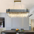 6/8-Light Dimmable Crystal Layered Chandelier for Dining Room Lighting