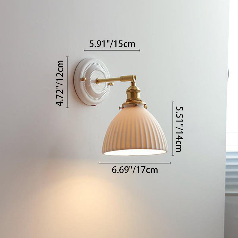Traditional Vintage Round Ceramic Brass Wall Sconce Lamp for Living Room