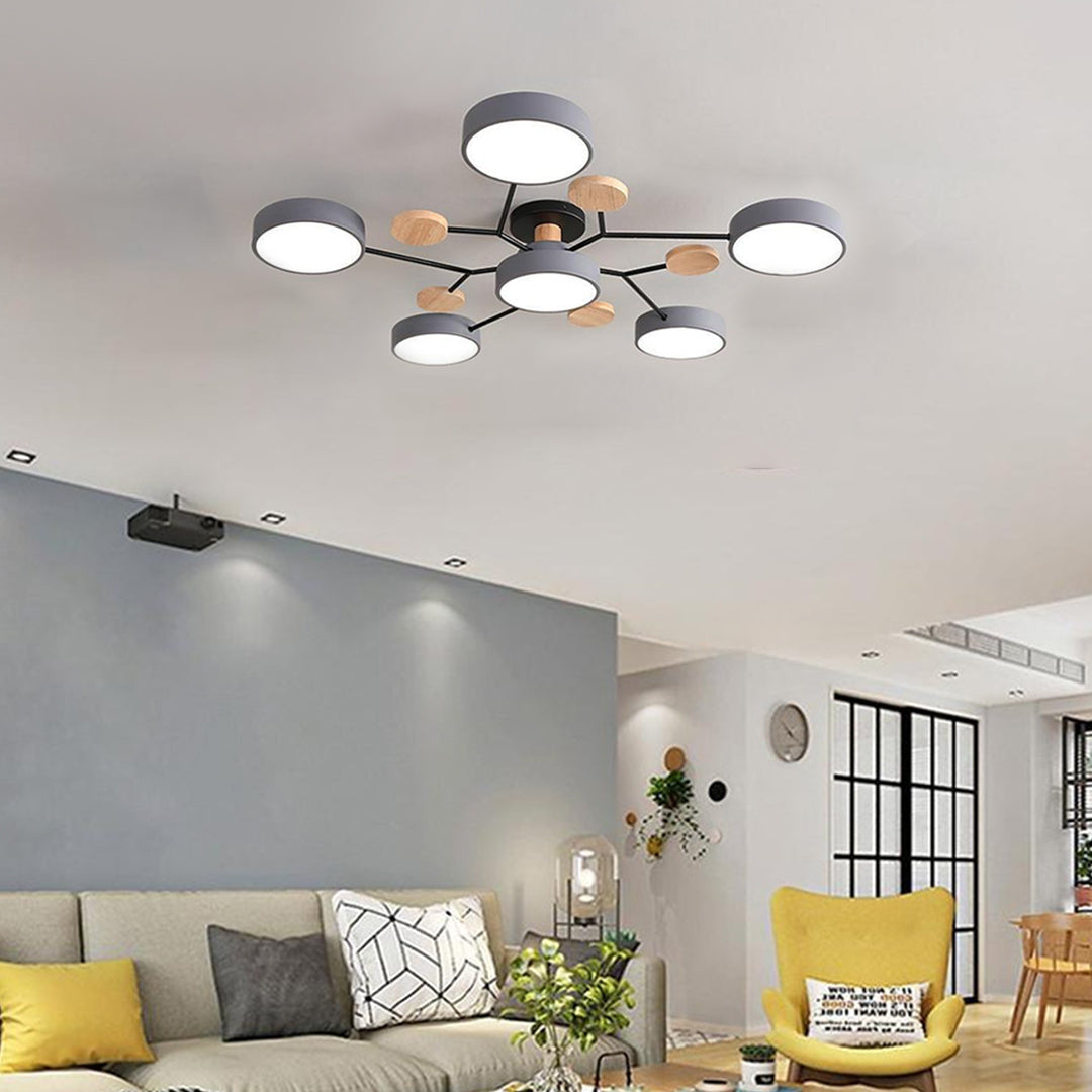 Sputnik Chandelier for Kids Room | Artistic Metal & Wood Ceiling Lights