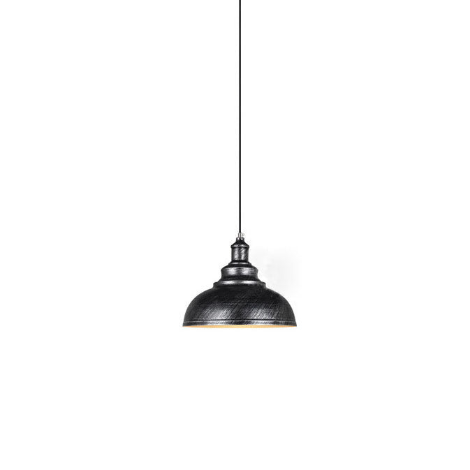 Contemporary Industrial Dome Pendant Light - Round Iron 1-Light Fixture for Living Room