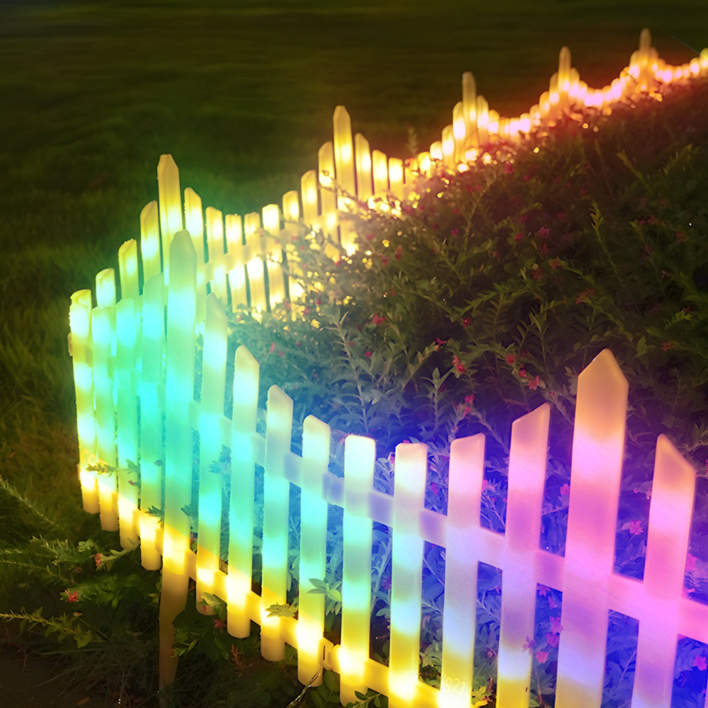 8-Pack Wave-Shaped Solar LED Garden Fence Lights for Christmas