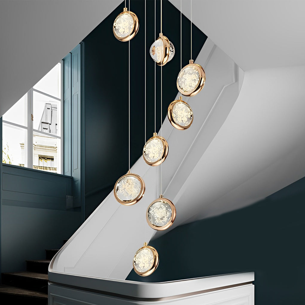 Global Crystal Cluster Luxury Chandelier - Modern Adjustable Staircase Design